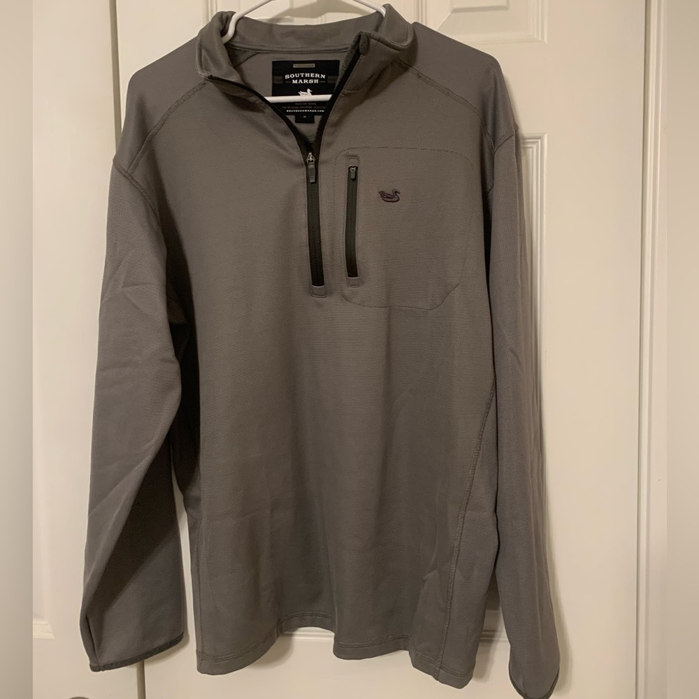 Southern marsh half zip pullover with collar.